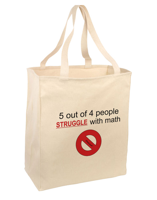 5 out of 4 People Funny Math Humor Large Grocery Tote Bag-Natural by TooLoud-TooLoud-Natural-large-Davson Sales