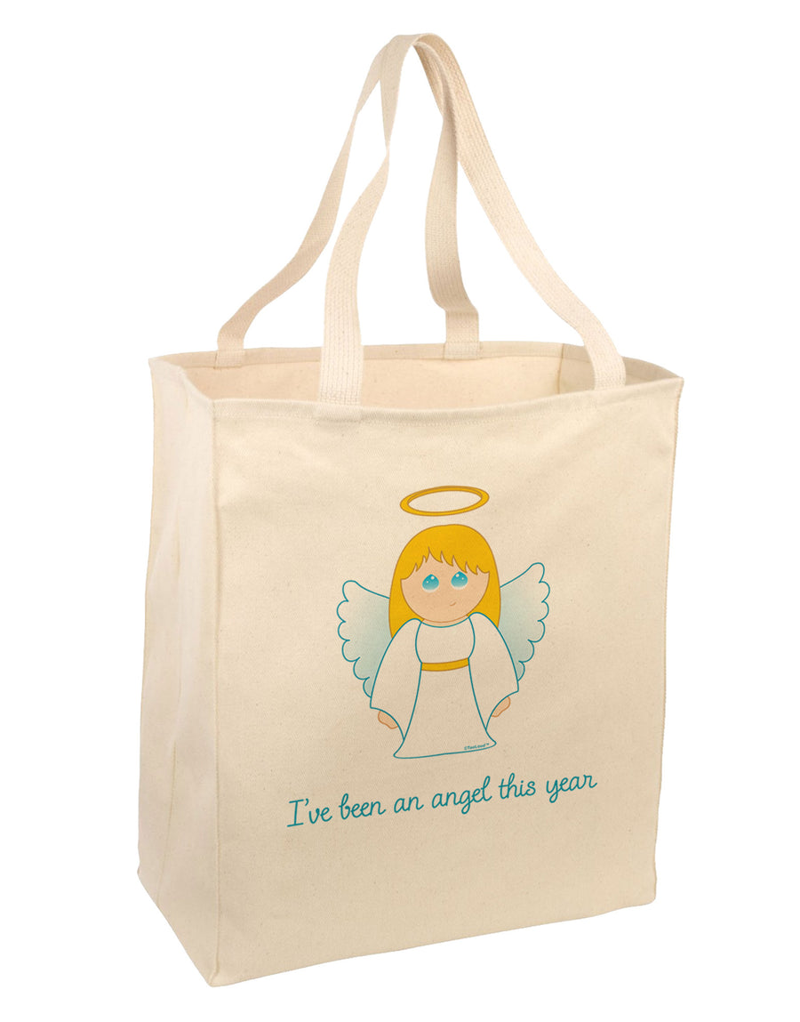 I've Been An Angel This Year Cute Christmas Angel Large Grocery Tote Bag-Grocery Tote-TooLoud-Natural-Large-Davson Sales