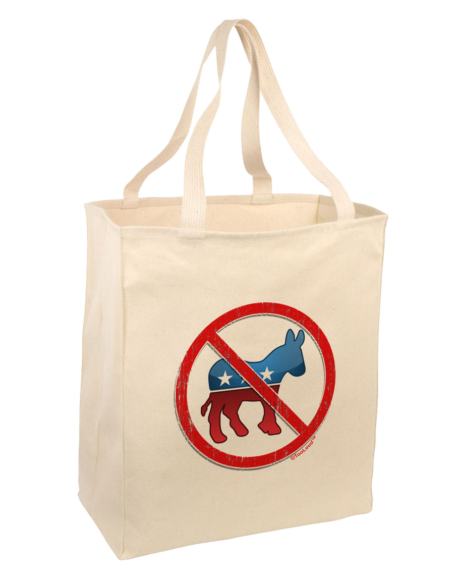 Distressed No Democrats Sign Large Grocery Tote Bag-Grocery Tote-TooLoud-Natural-Large-Davson Sales