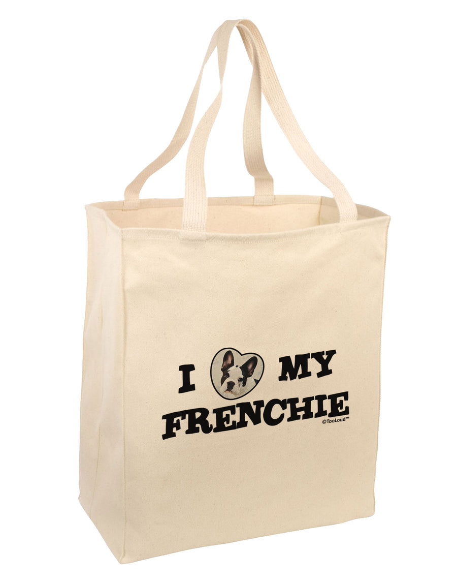 I Heart My Frenchie Large Grocery Tote Bag by TooLoud-Grocery Tote-TooLoud-Natural-Large-Davson Sales