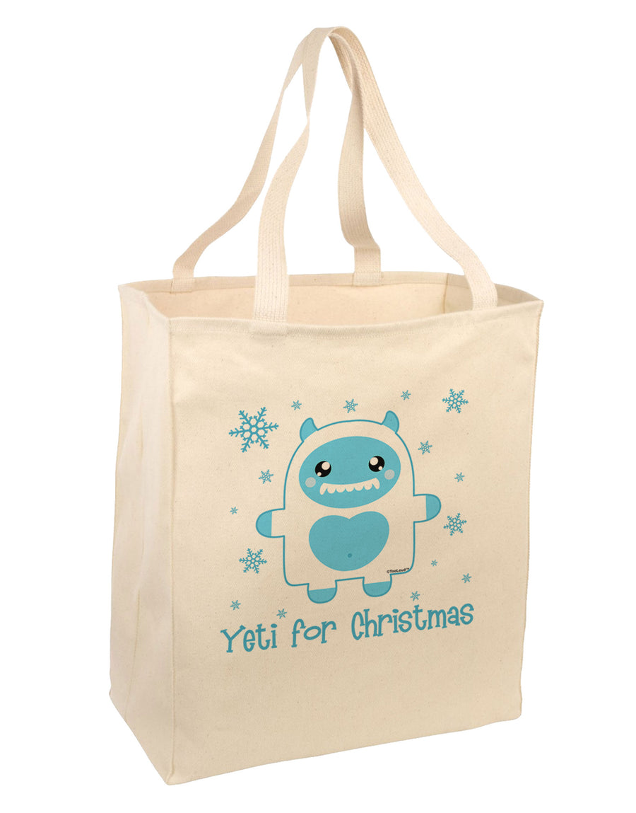 Yeti (Ready) for Christmas - Abominable Snowman Large Grocery Tote Bag-Grocery Tote-TooLoud-Natural-Large-Davson Sales