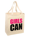 Girls Can Large Grocery Tote Bag by TooLoud