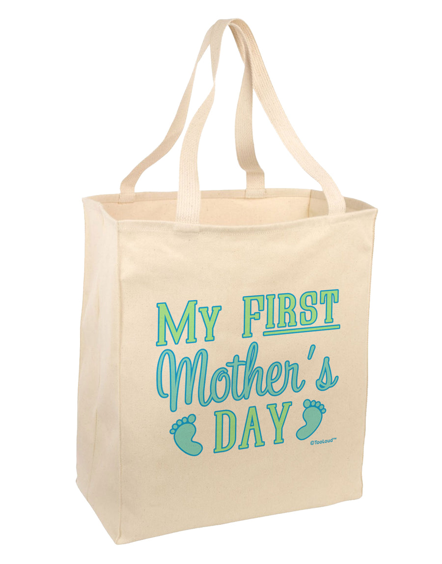 My First Mother's Day - Baby Feet - Blue Large Grocery Tote Bag by TooLoud-Grocery Tote-TooLoud-Natural-Large-Davson Sales