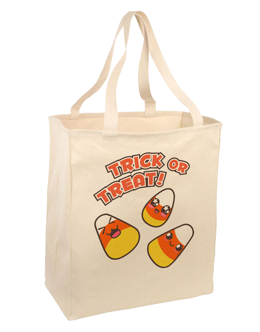 Trick or Treat Cute Candy Corn Halloween Large Grocery Tote Bag-Grocery Tote-TooLoud-Natural-Large-Davson Sales