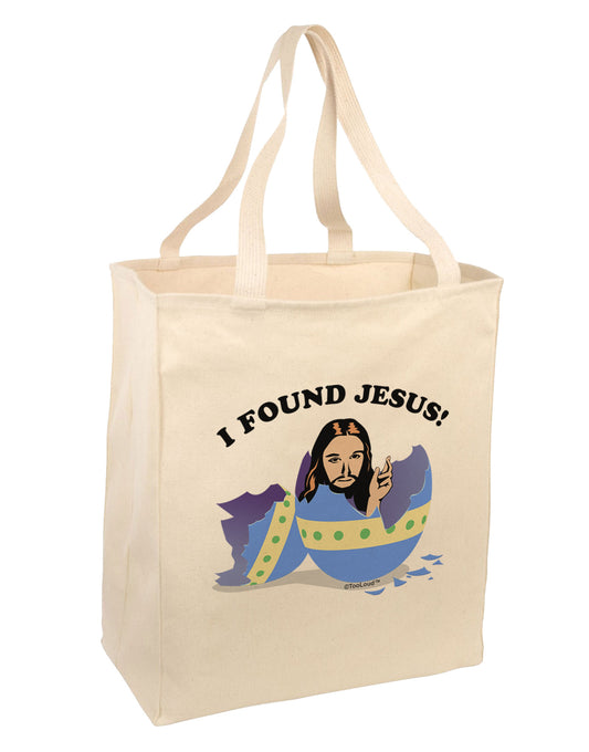 I Found Jesus - Easter Egg Large Grocery Tote Bag-Grocery Tote-TooLoud-Natural-Large-Davson Sales