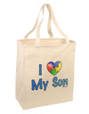 I Heart My Son - Autism Awareness Large Grocery Tote Bag by TooLoud-Grocery Tote-TooLoud-Natural-Large-Davson Sales