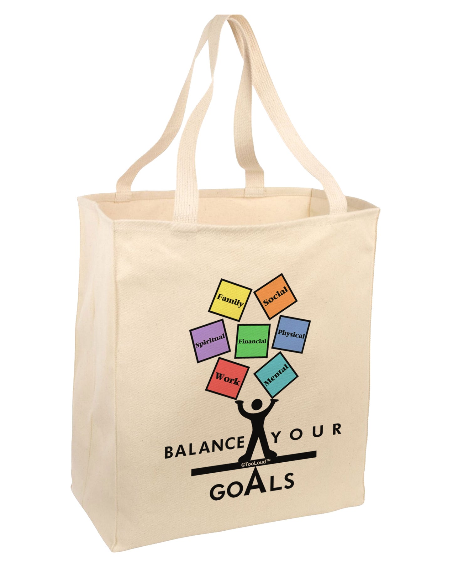 Balance Your Goals Large Grocery Tote Bag-Natural-Grocery Tote-TooLoud-Natural-Large-Davson Sales