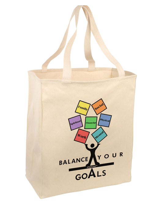 Balance Your Goals Large Grocery Tote Bag-Natural-Grocery Tote-TooLoud-Natural-Large-Davson Sales