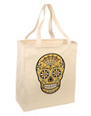 Version 8 Gold Day of the Dead Calavera Large Grocery Tote Bag-Grocery Tote-TooLoud-Natural-Large-Davson Sales