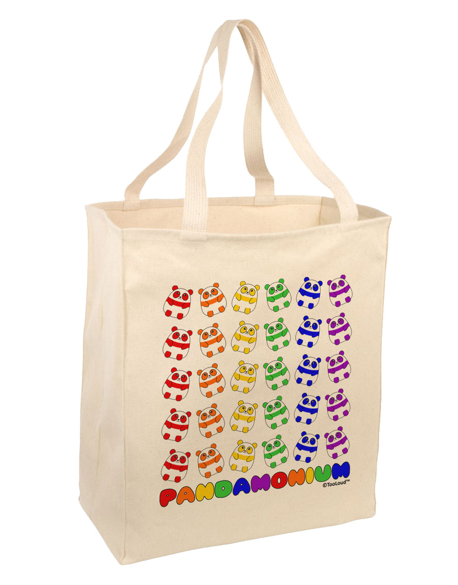 Pandamonium Rainbow Pandas Large Grocery Tote Bag by TooLoud-Grocery Tote-TooLoud-Natural-Large-Davson Sales