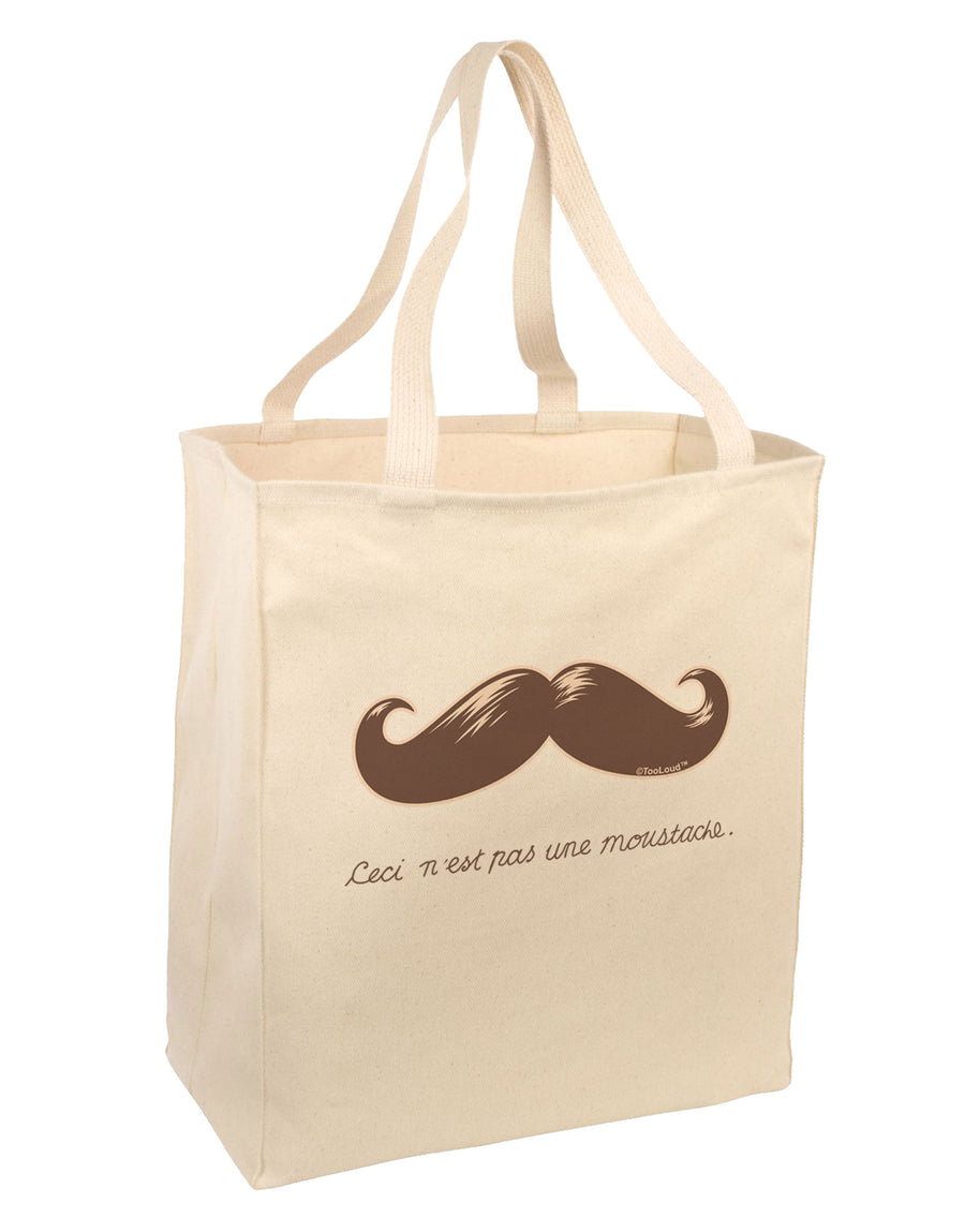 Ceci n'est pas une moustache Large Grocery Tote Bag-Grocery Tote-TooLoud-Natural-Large-Davson Sales