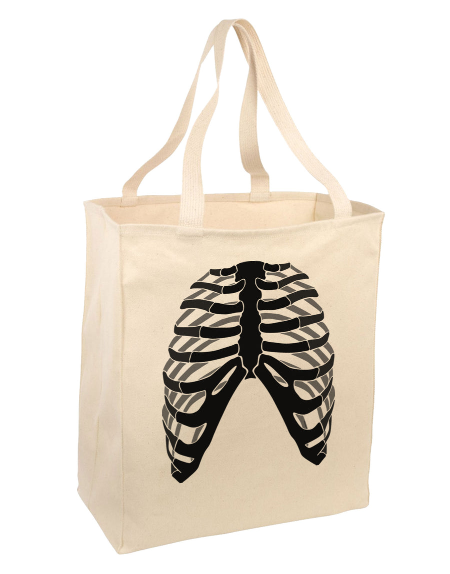 Human Skeleton Bones Ribcage Inverted Large Grocery Tote Bag-Grocery Tote-TooLoud-Natural-Large-Davson Sales