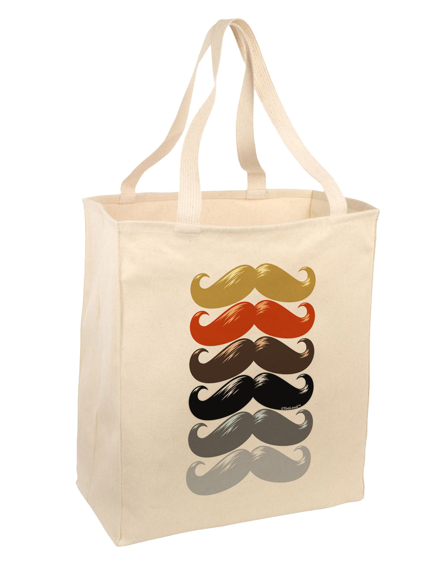 Natural Mustache Rainbow Large Grocery Tote Bag-Grocery Tote-TooLoud-Natural-Large-Davson Sales