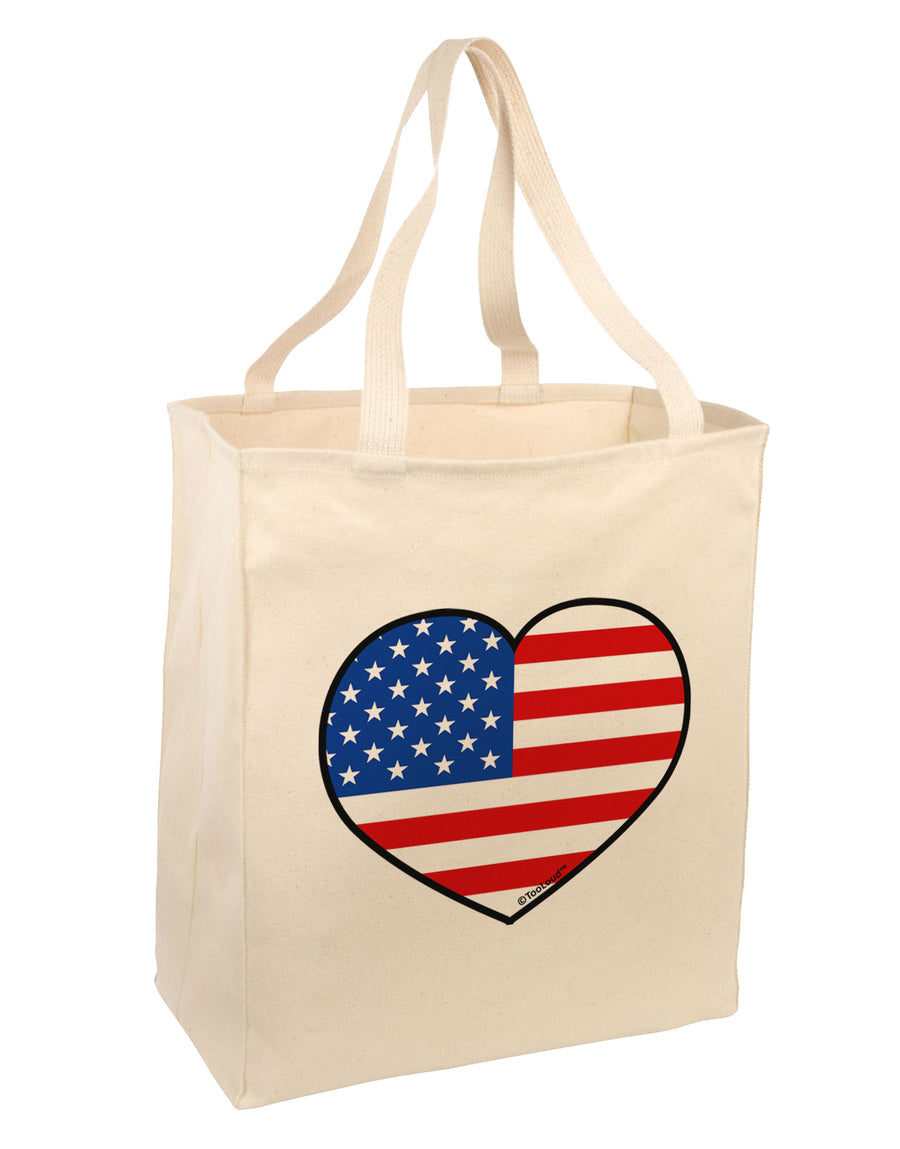 American Flag Heart Design Large Grocery Tote Bag by TooLoud-Grocery Tote-TooLoud-Natural-Large-Davson Sales