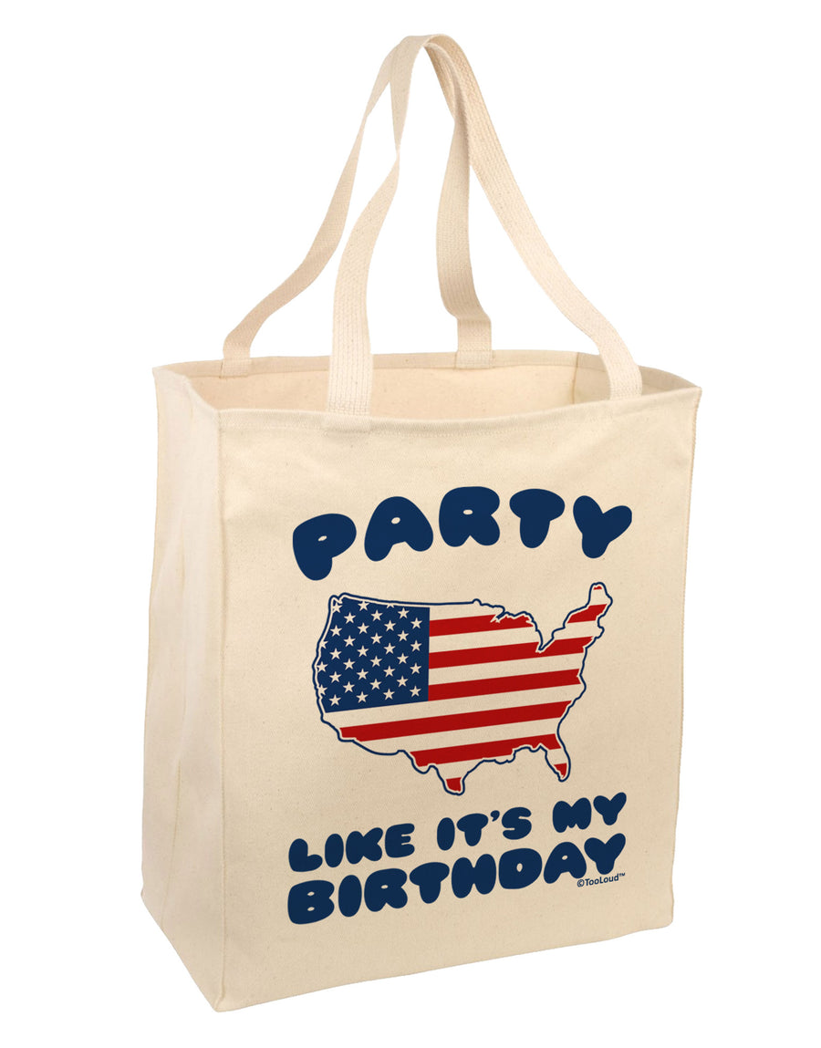 Party Like It's My Birthday - 4th of July Large Grocery Tote Bag-Grocery Tote-TooLoud-Natural-Large-Davson Sales