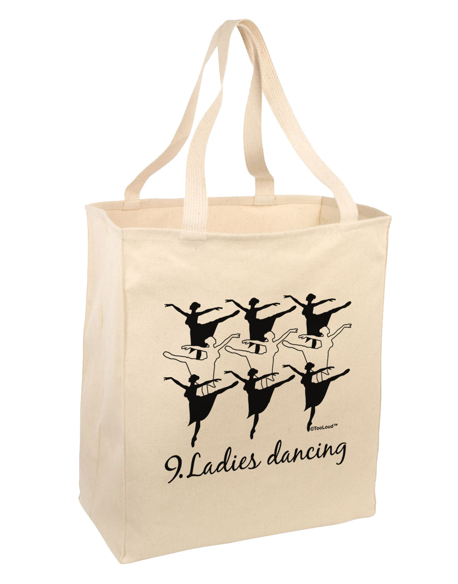 Nine Ladies Dancing Text Large Grocery Tote Bag-Grocery Tote-TooLoud-Natural-Large-Davson Sales