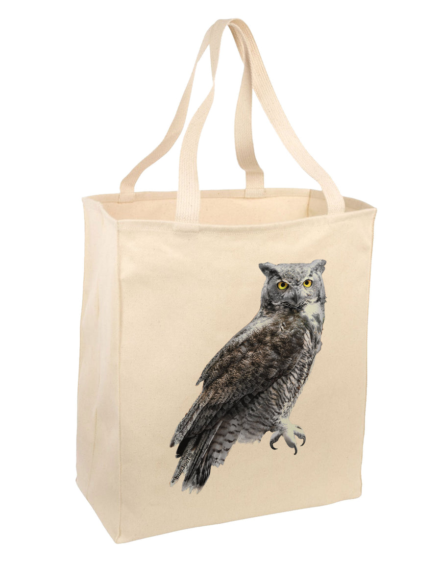 Great Horned Owl Photo Large Grocery Tote Bag-Natural-Grocery Tote-TooLoud-Natural-Large-Davson Sales