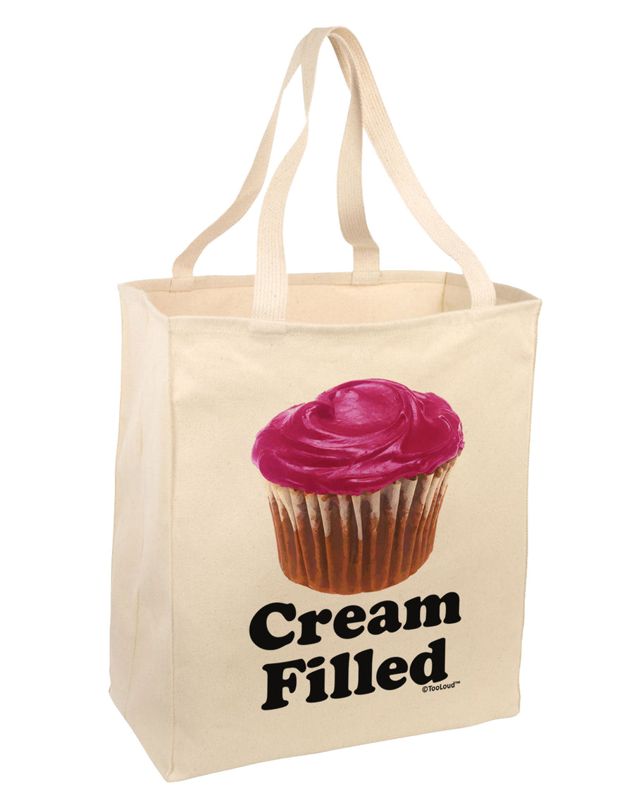 Cream Filled Pink Cupcake Design Large Grocery Tote Bag by TooLoud-Grocery Tote-TooLoud-Natural-Large-Davson Sales