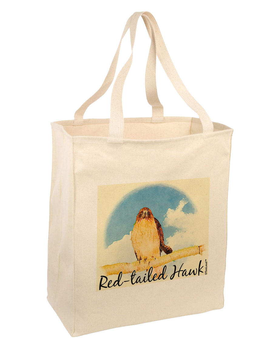 Red-tailed Hawk Text Large Grocery Tote Bag-Grocery Tote-TooLoud-Natural-Large-Davson Sales