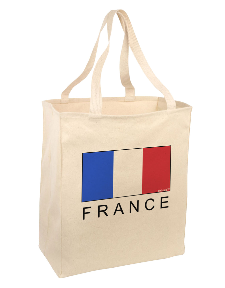 French Flag - France Text Large Grocery Tote Bag by TooLoud-Grocery Tote-TooLoud-Natural-Large-Davson Sales