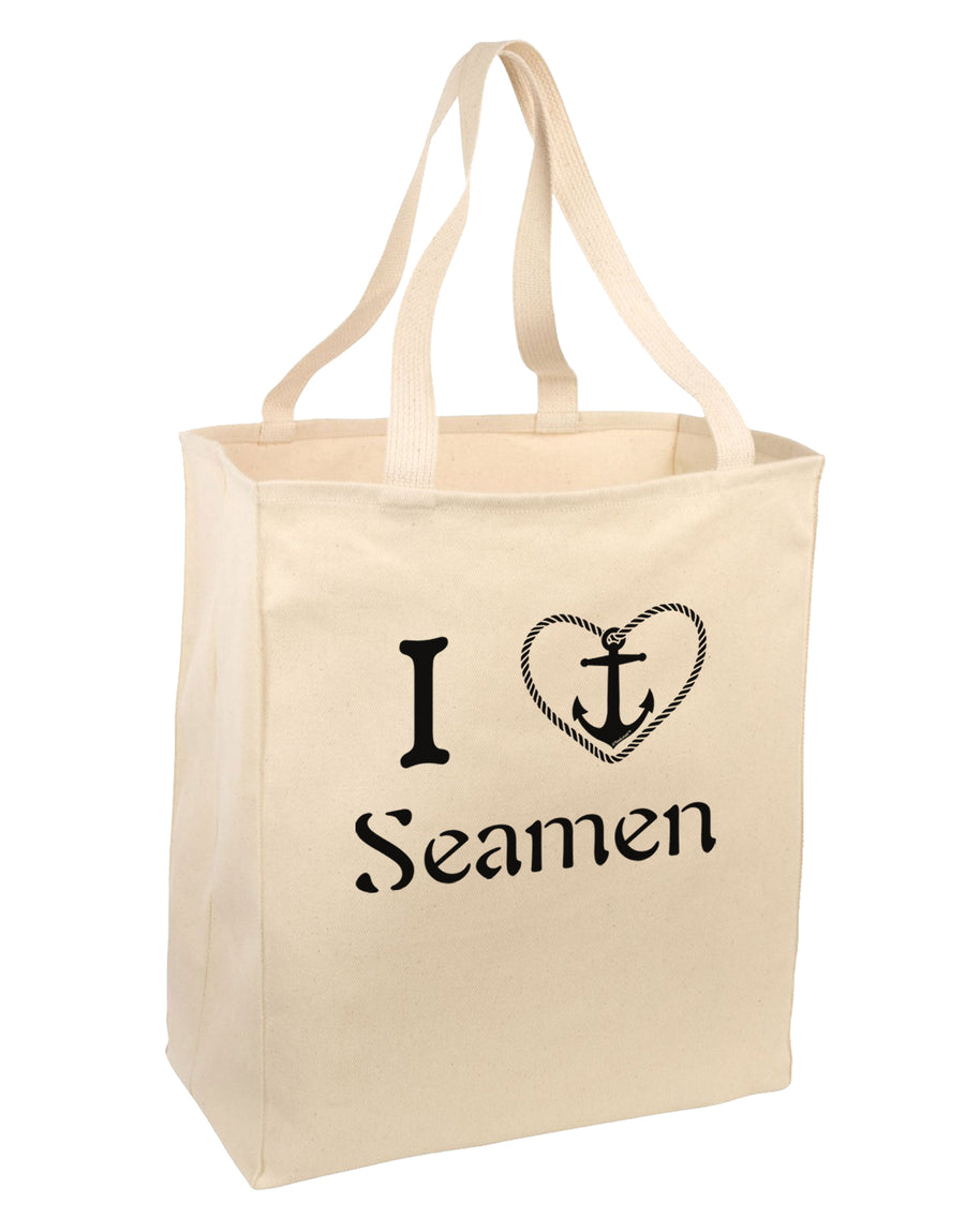 I Love Heart Anchor Seamen Large Grocery Tote Bag-Grocery Tote-TooLoud-Natural-Large-Davson Sales