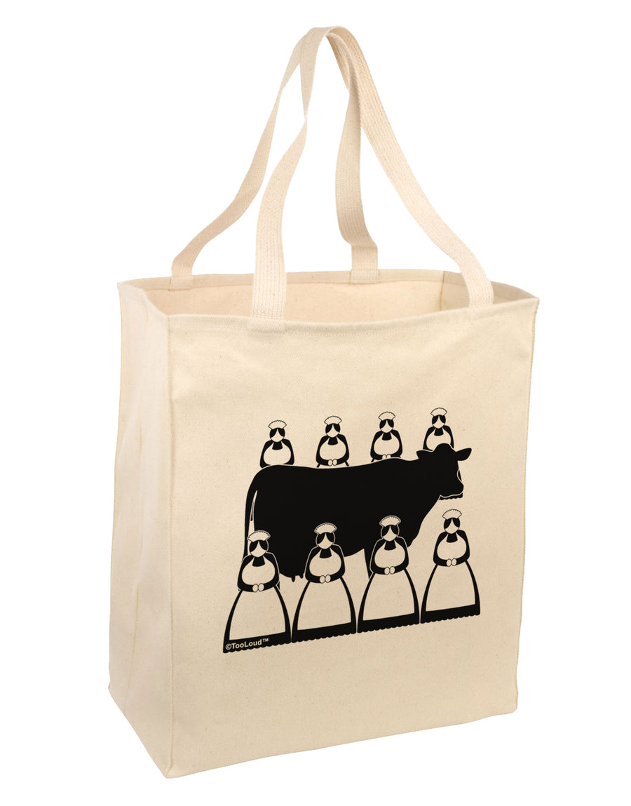 Eight Maids A Milking Large Grocery Tote Bag-Grocery Tote-TooLoud-Natural-Large-Davson Sales