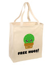 Cute Cactus - Free Hugs Large Grocery Tote Bag-Grocery Tote-TooLoud-Natural-Large-Davson Sales