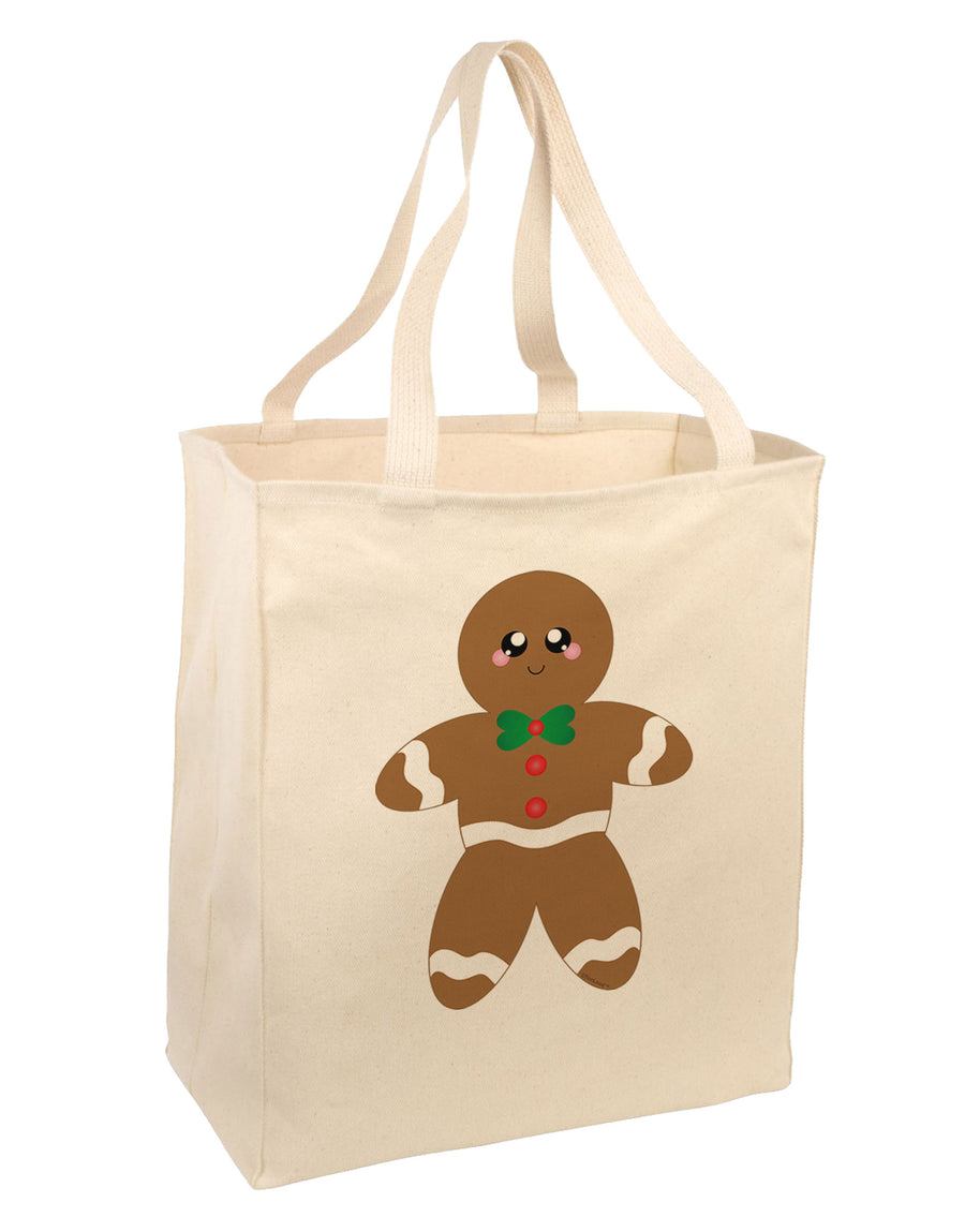 Cute Gingerbread Man Christmas Large Grocery Tote Bag-Grocery Tote-TooLoud-Natural-Large-Davson Sales