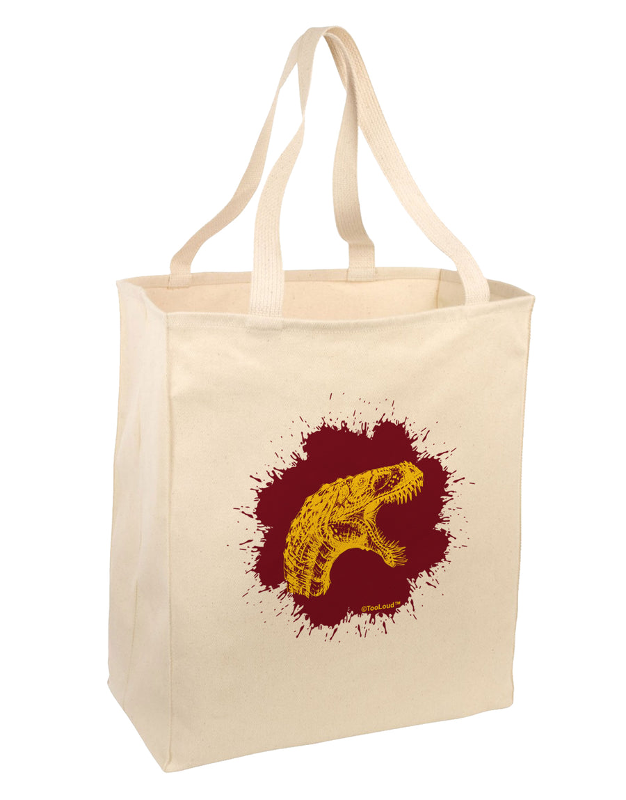 Jurassic Dinosaur Face Blood Splatter Large Grocery Tote Bag by TooLoud-Grocery Tote-TooLoud-Natural-Large-Davson Sales