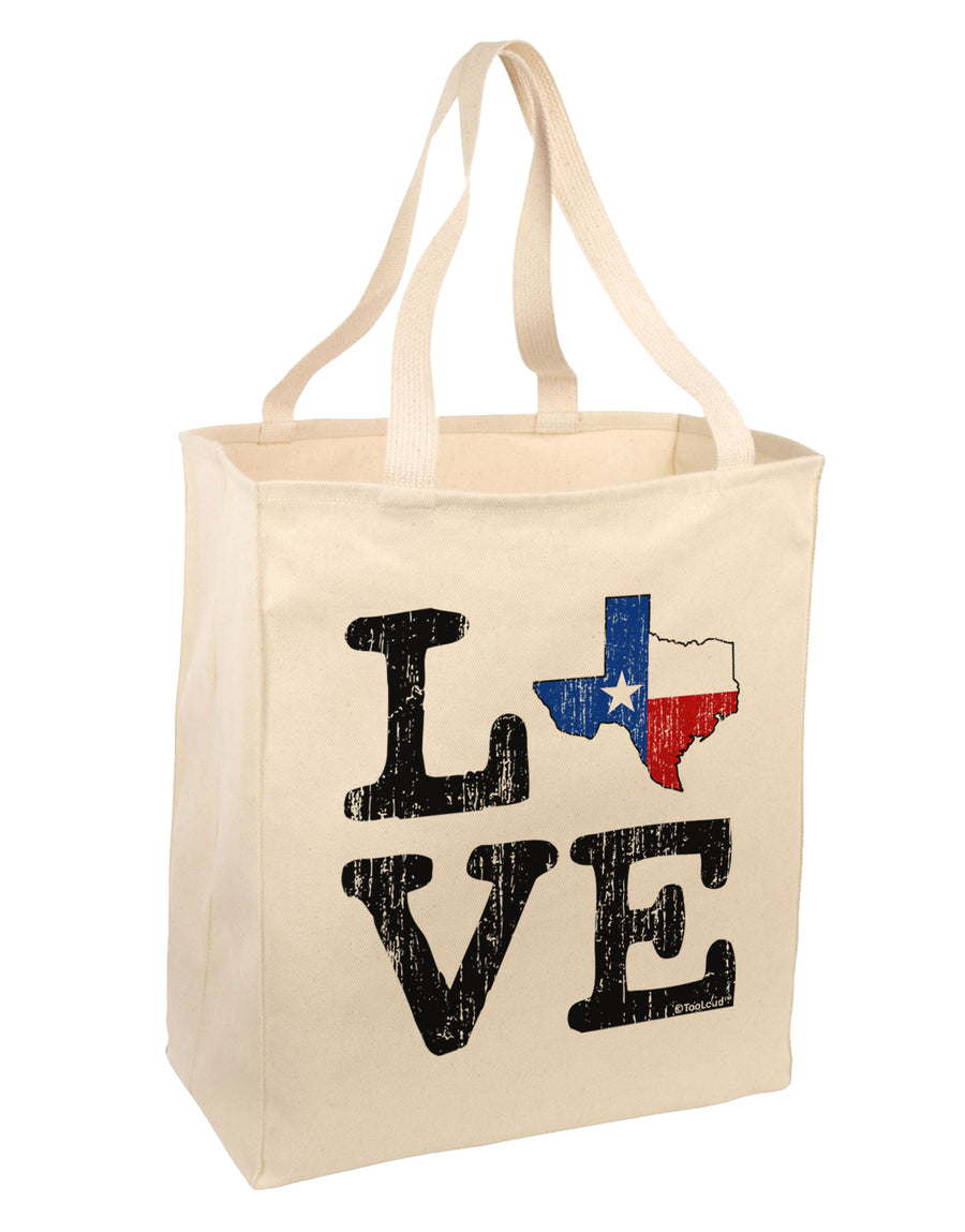 Texas Love Distressed Design Large Grocery Tote Bag by TooLoud-Grocery Tote-TooLoud-Natural-Large-Davson Sales