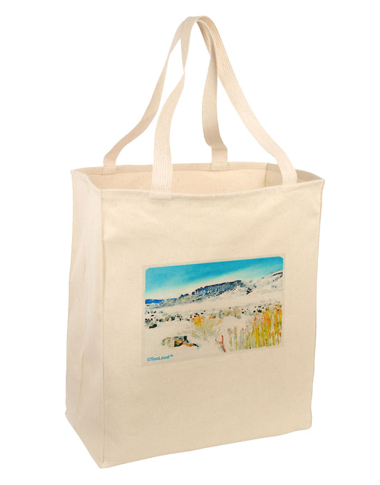 CO Snow Scene Watercolor Large Grocery Tote Bag-Grocery Tote-TooLoud-Natural-Large-Davson Sales