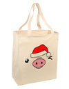 Kyu-T Face Oinkz Santa Hat Boy Pig Large Grocery Tote Bag-Grocery Tote-TooLoud-Natural-Large-Davson Sales