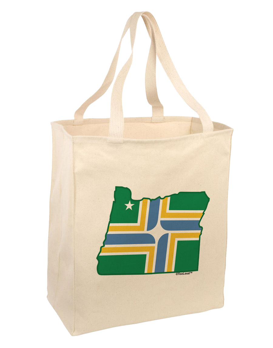 Portland Oregon Flag Large Grocery Tote Bag-Grocery Tote-TooLoud-Natural-Large-Davson Sales