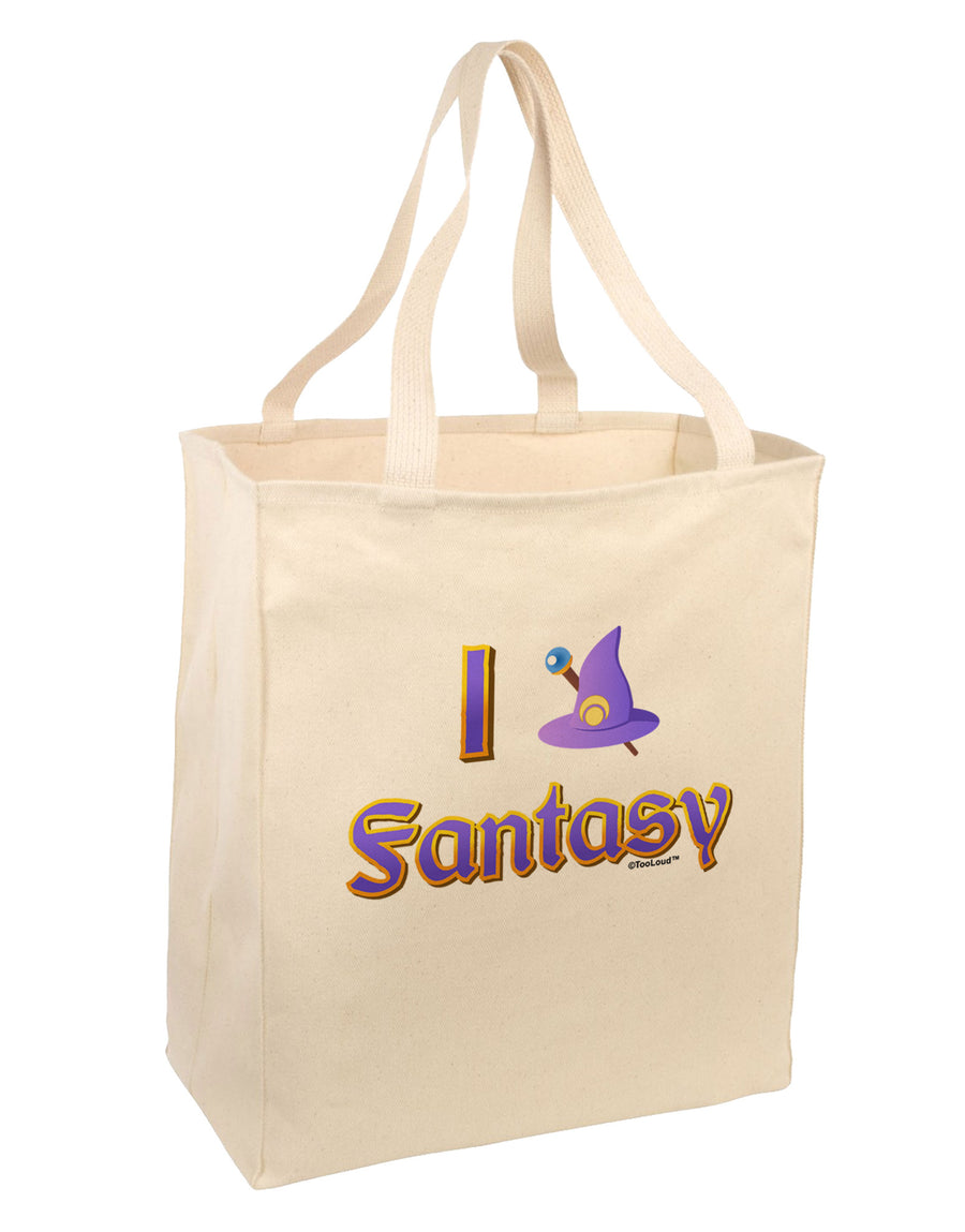 I Love Fantasy Large Grocery Tote Bag-Natural-Grocery Tote-TooLoud-Natural-Large-Davson Sales