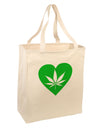 Marijuana Leaf Heart Green Large Grocery Tote Bag-Grocery Tote-TooLoud-Natural-Large-Davson Sales