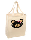 Kyu-T Head - Night Beartholomea Girl Teddy Bear Large Grocery Tote Bag-Grocery Tote-TooLoud-Natural-Large-Davson Sales