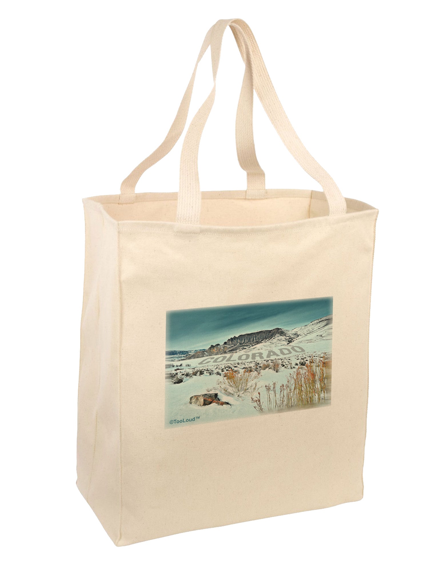 CO Snow Scene Text Large Grocery Tote Bag-Grocery Tote-TooLoud-Natural-Large-Davson Sales