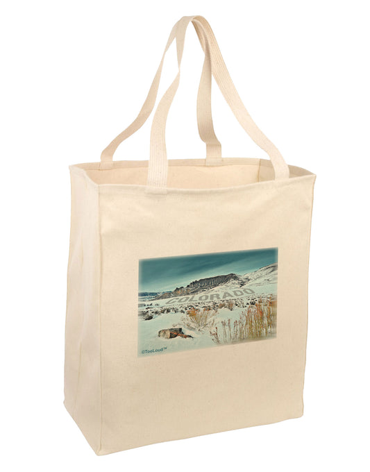 CO Snow Scene Text Large Grocery Tote Bag-Grocery Tote-TooLoud-Natural-Large-Davson Sales