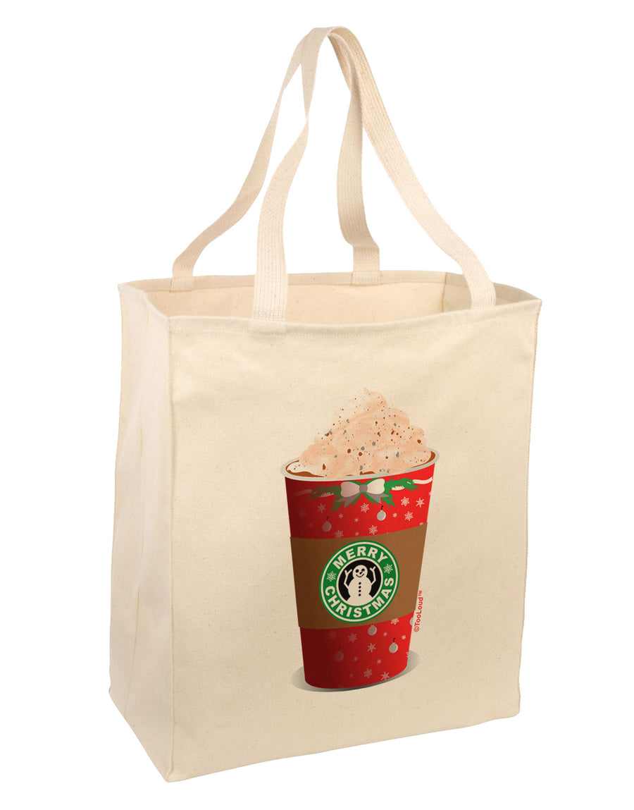 Merry Christmas Latte Cup Large Grocery Tote Bag-Grocery Tote-TooLoud-Natural-Large-Davson Sales