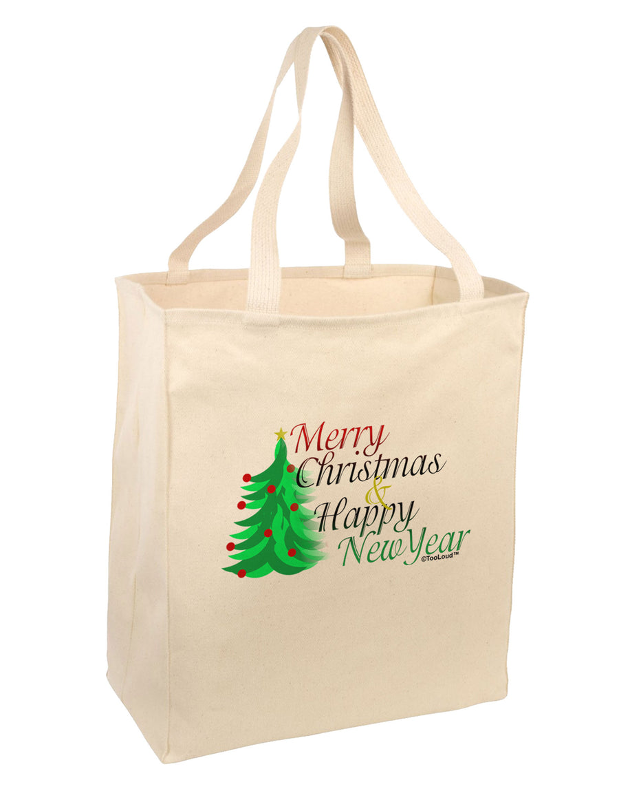 Merry Christmas & Happy New Year Large Grocery Tote Bag-Grocery Tote-TooLoud-Natural-Large-Davson Sales