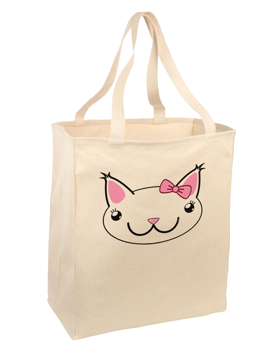 Kyu-T Head - Day Kawaia the Cute Girl Critter Large Grocery Tote Bag-Grocery Tote-TooLoud-Natural-Large-Davson Sales