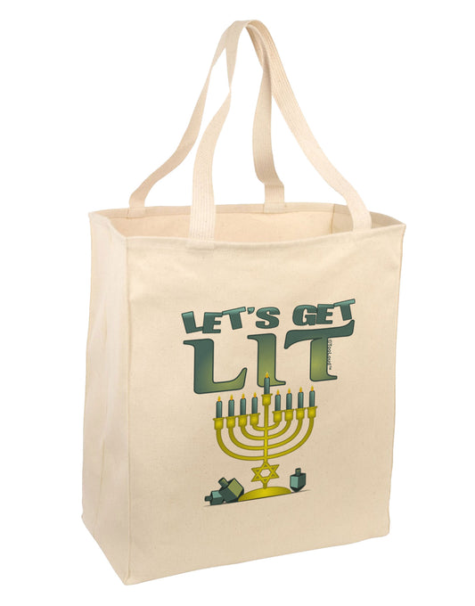 Let's Get Lit Menorah Large Grocery Tote Bag-Grocery Tote-TooLoud-Natural-Large-Davson Sales