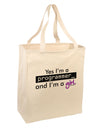 TooLoud Yes I am a Programmer Girl Large Grocery Tote Bag-Grocery Tote-TooLoud-Natural-Large-Davson Sales