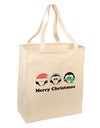 Merry Christmas Penguins See Hear Speak No Evil Large Grocery Tote Bag-Grocery Tote-TooLoud-Natural-Large-Davson Sales