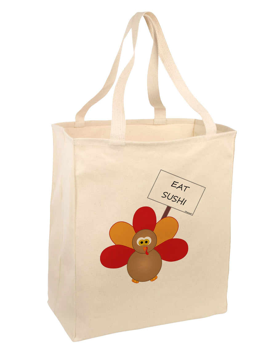 Eat Sushi Thanksgiving Turkey Large Grocery Tote Bag-Grocery Tote-TooLoud-Natural-Large-Davson Sales