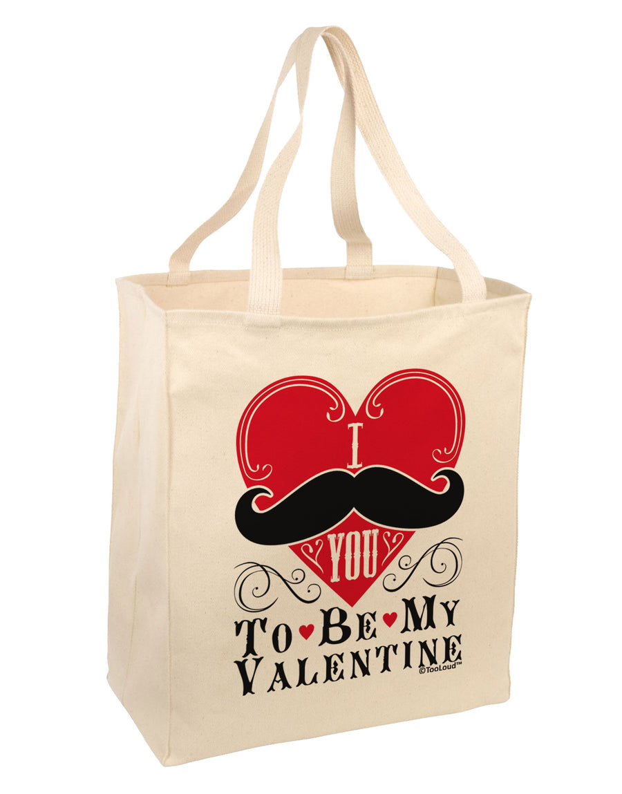 I Mustache You To Be My Valentine Large Grocery Tote Bag-Grocery Tote-TooLoud-Natural-Large-Davson Sales