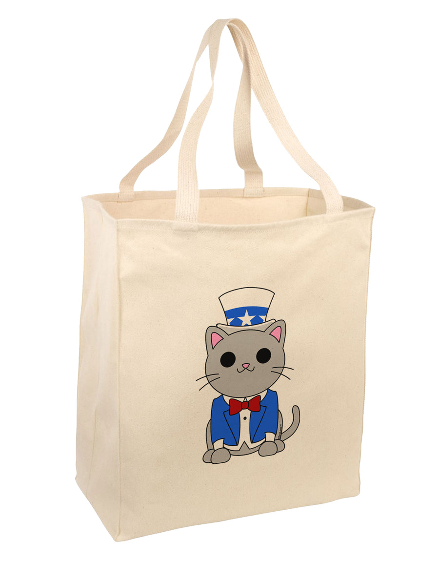 Patriotic Cat Large Grocery Tote Bag by TooLoud-Grocery Tote-TooLoud-Natural-Large-Davson Sales