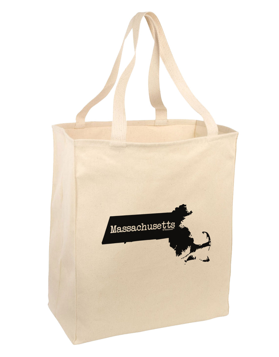 Massachusetts - United States Shape Large Grocery Tote Bag-Grocery Tote-TooLoud-Natural-Large-Davson Sales