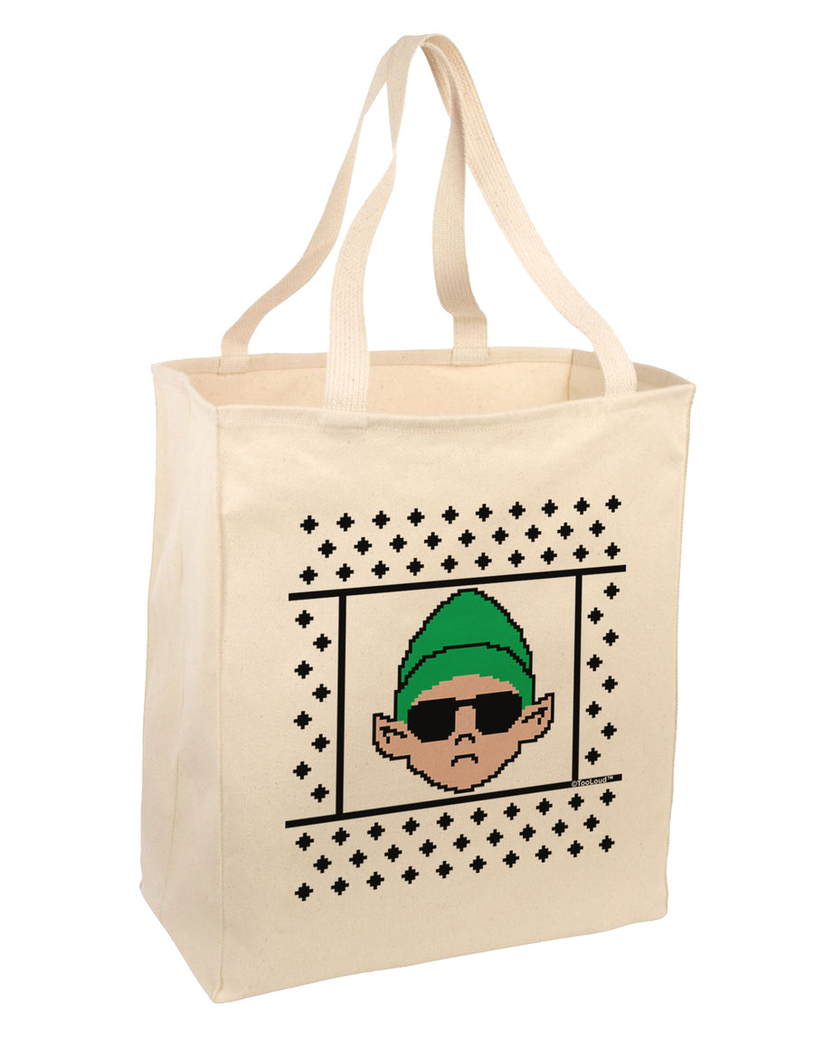 Cool Elf Christmas Sweater Large Grocery Tote Bag-Grocery Tote-TooLoud-Natural-Large-Davson Sales