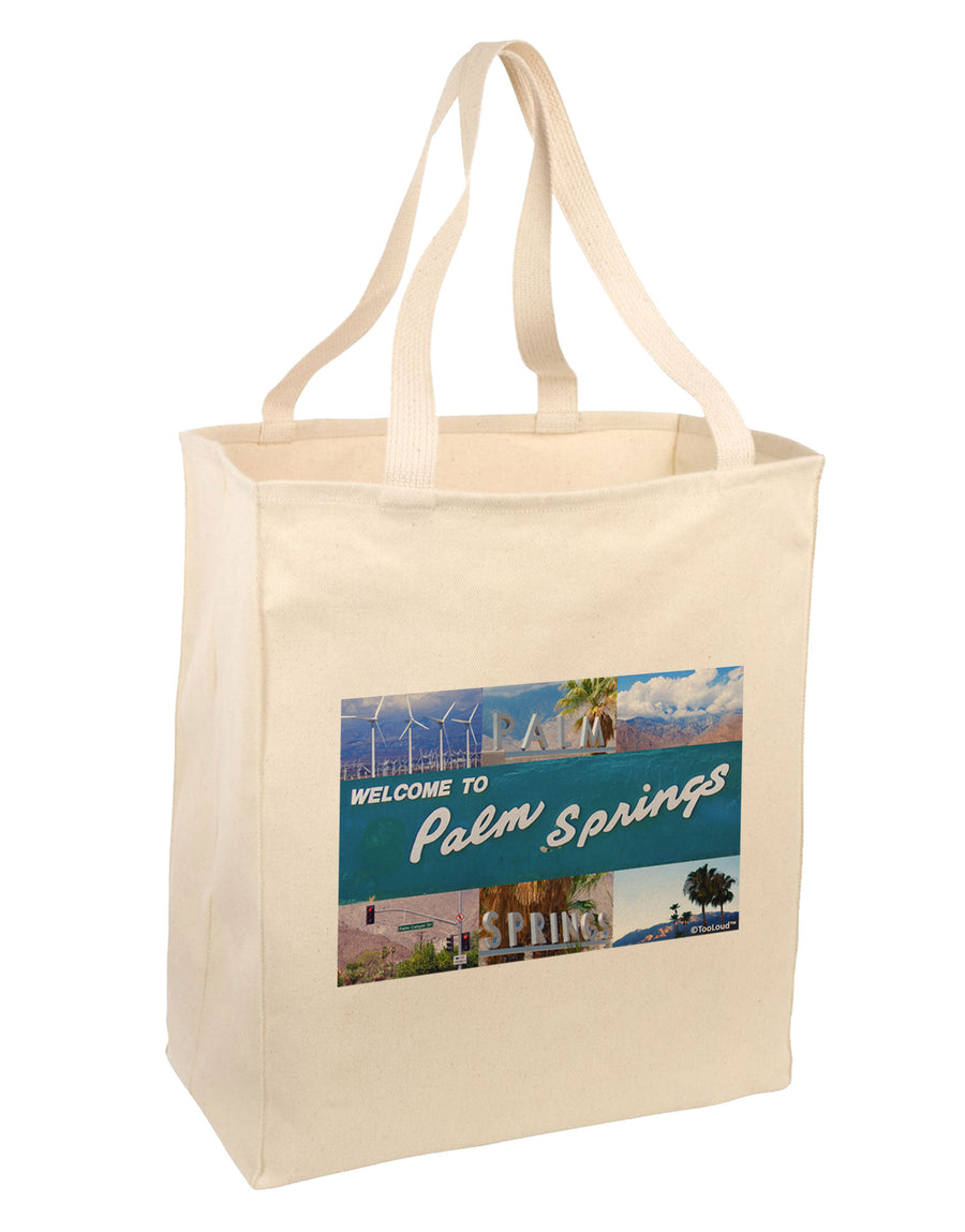 Welcome to Palm Springs Collage Large Grocery Tote Bag-Grocery Tote-TooLoud-Natural-Large-Davson Sales